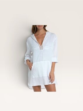 La Blanca White Hooded Beach Tunic Cover-Up